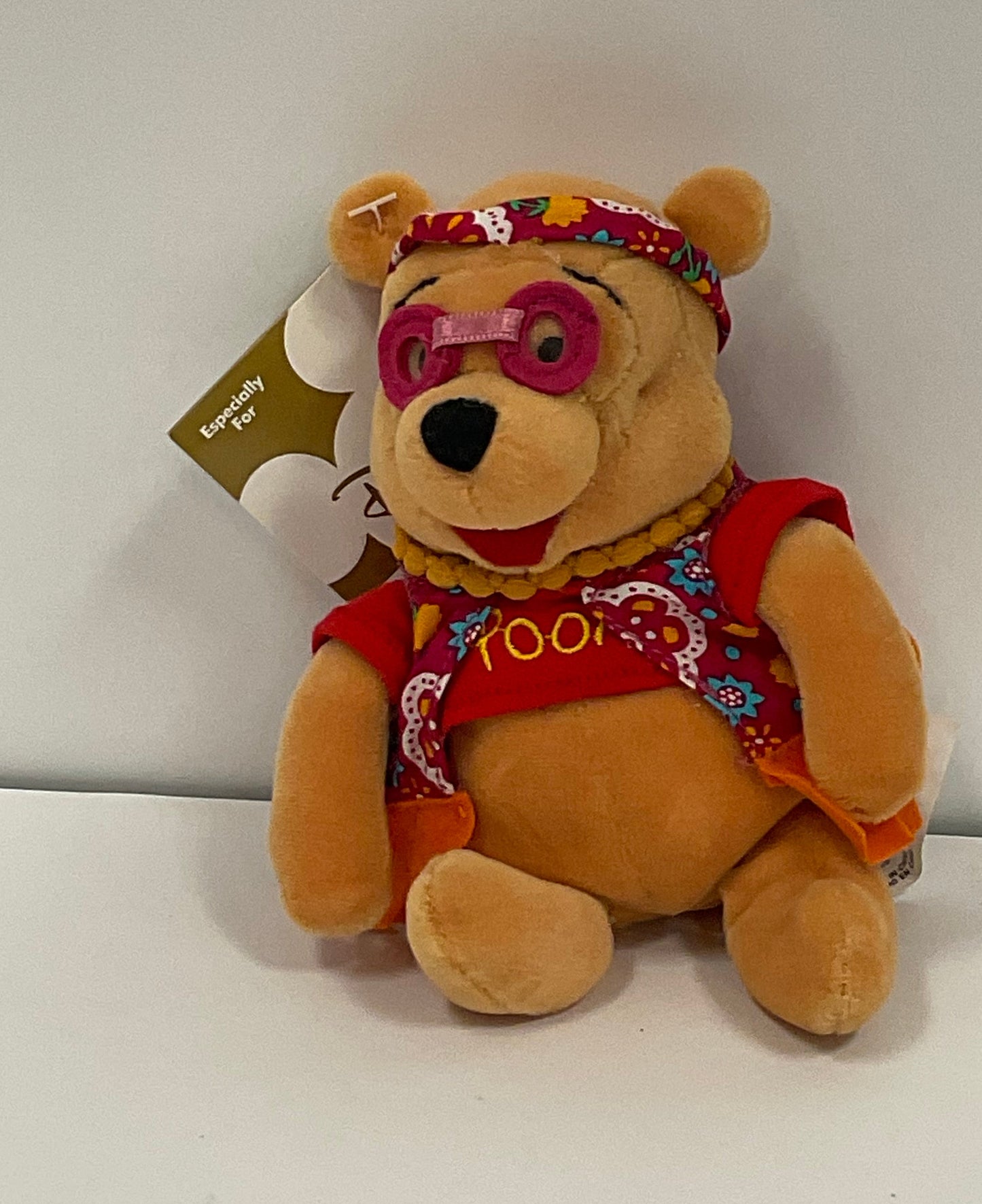 Flower Power Hippy Winnie the Pooh Bear Vintage Mini Beanbag Beanie Plush Disney Collectible