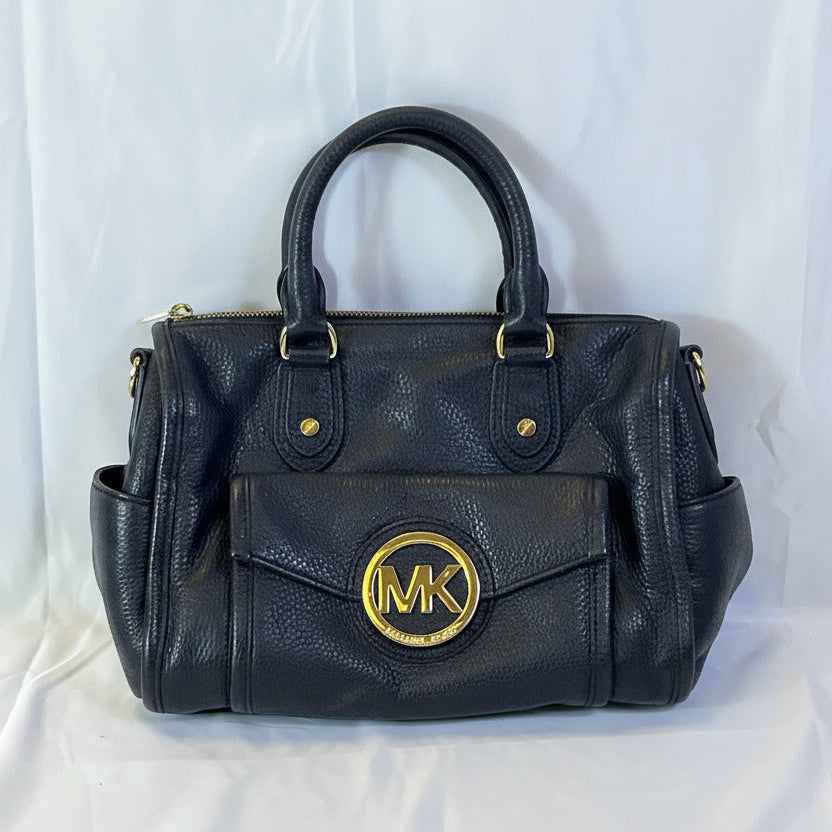 Michael Kors Margo Black Leather Shoulder Satchel Messenger Handbag