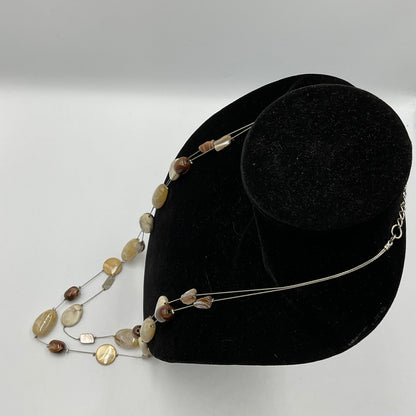 Long Earthtone Stone Design Fashion Jewelry Necklace