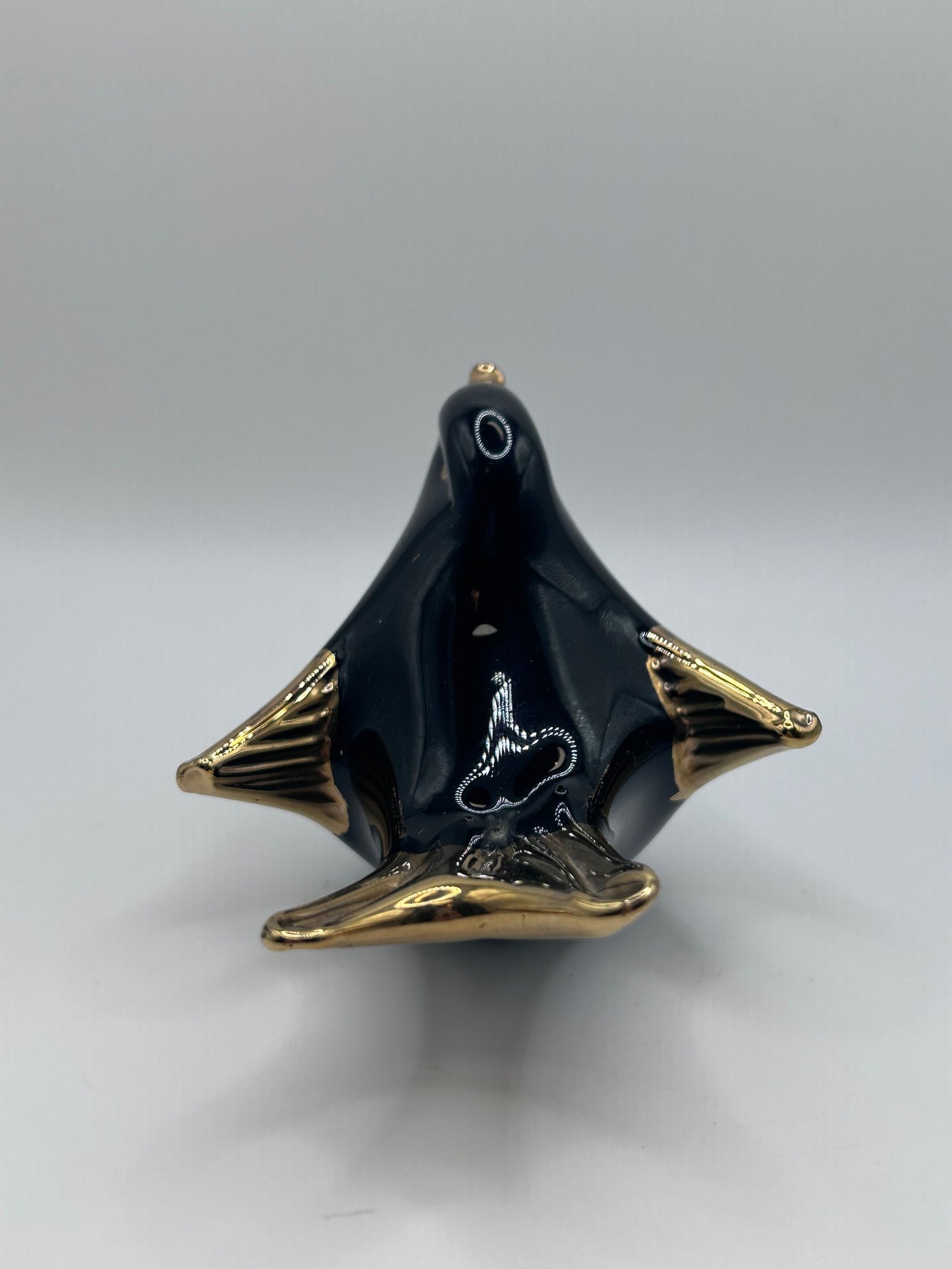 Black and Gold Handmade Artisan Glass Bird Figurine