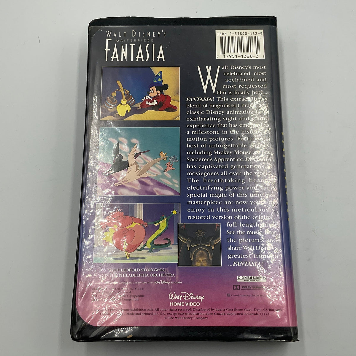 Walt Disney’s Masterpiece Fantasia Black Box VHS Video Tape Vintage Movie Original Case