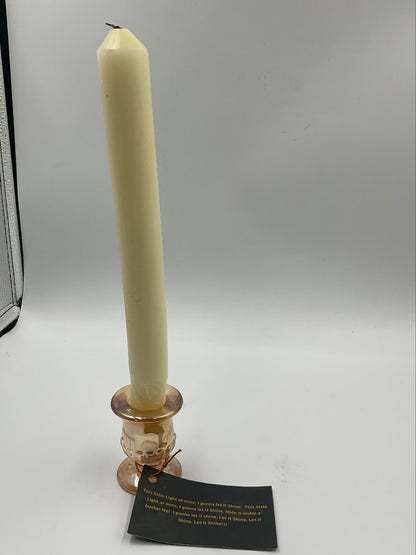 Peach Pink Glass Depression Glass Candle Holders