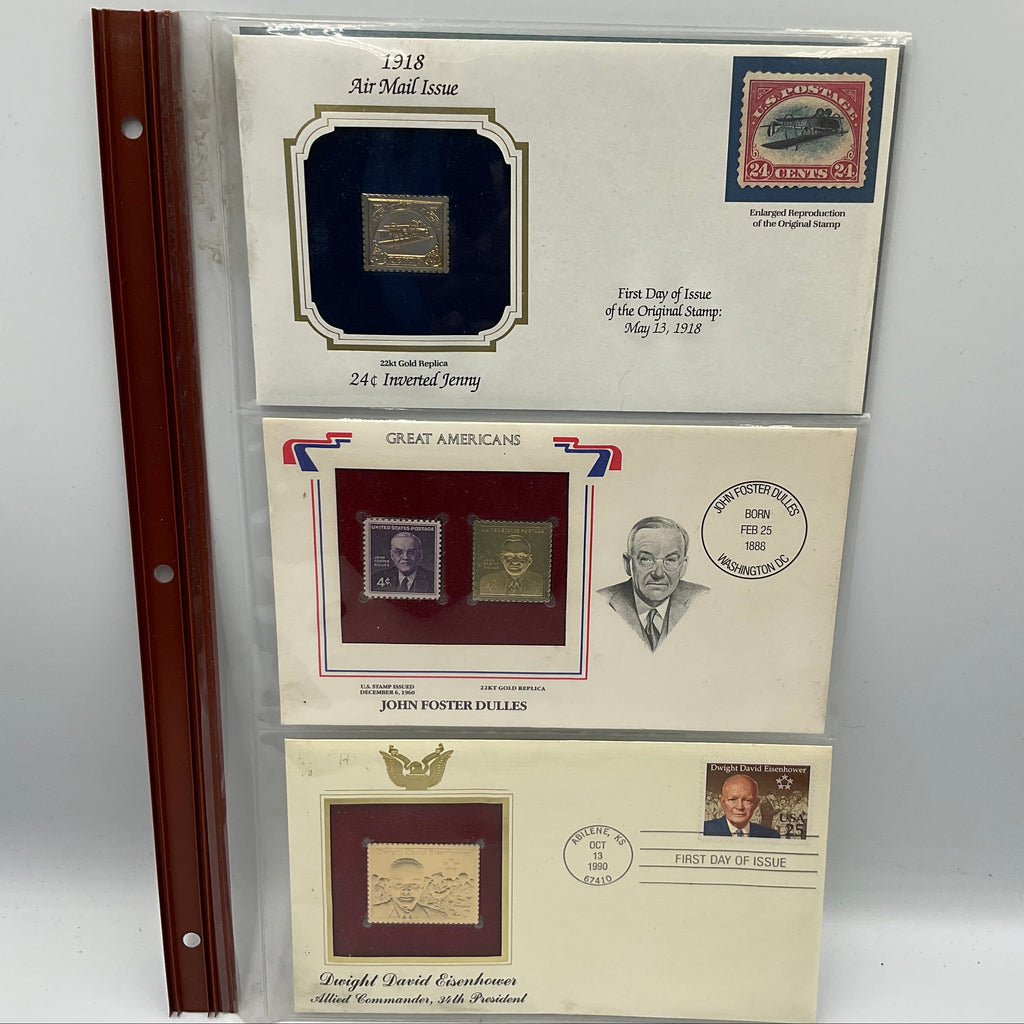 Golden Replicas of United States Stamps with First Day Covers 22k Gold Replica