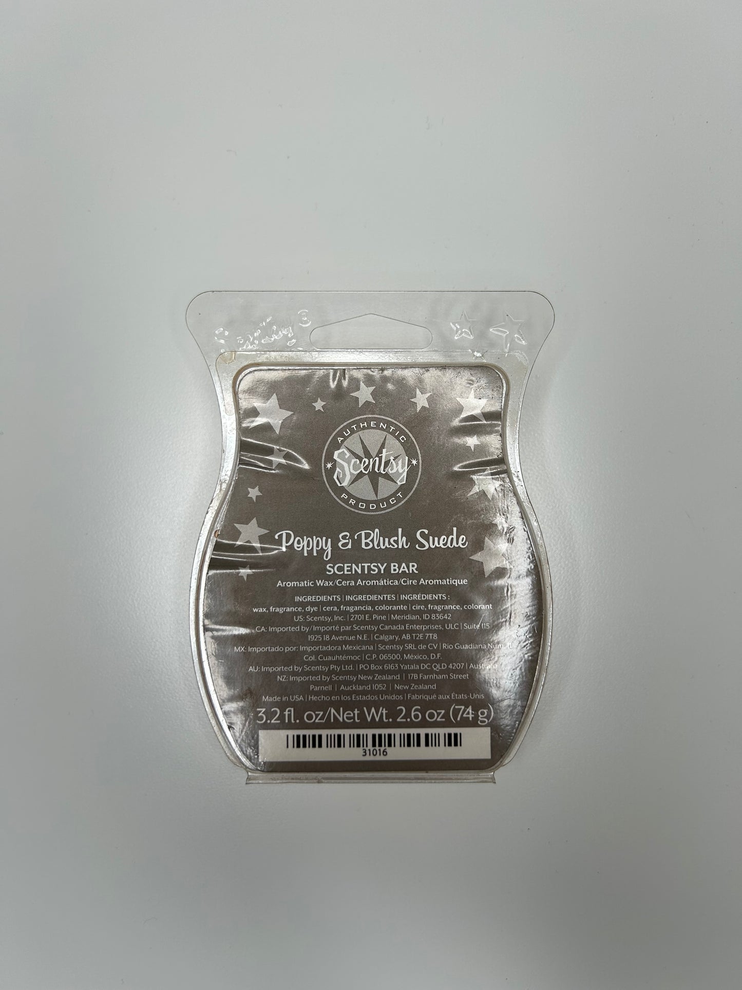 Scentsy Melting Wax Fragrance Bar Poppy & Blush Suede Scent