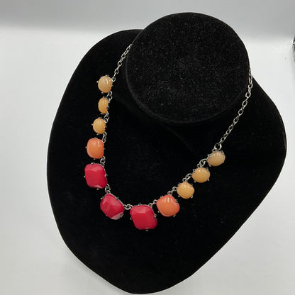 Red Yellow Orange Stone Design Chain Necklace