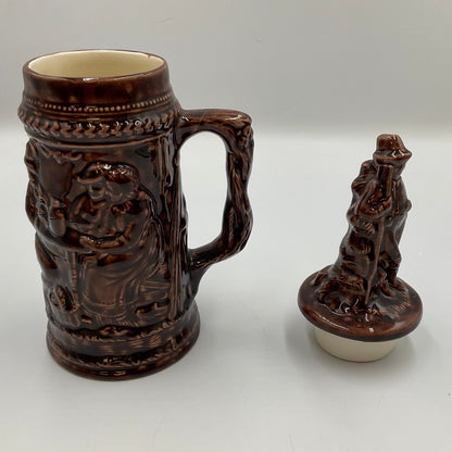 Vintage Glazed Pottery 3D Embossed Ceramic Beer Stein Gerz Germany