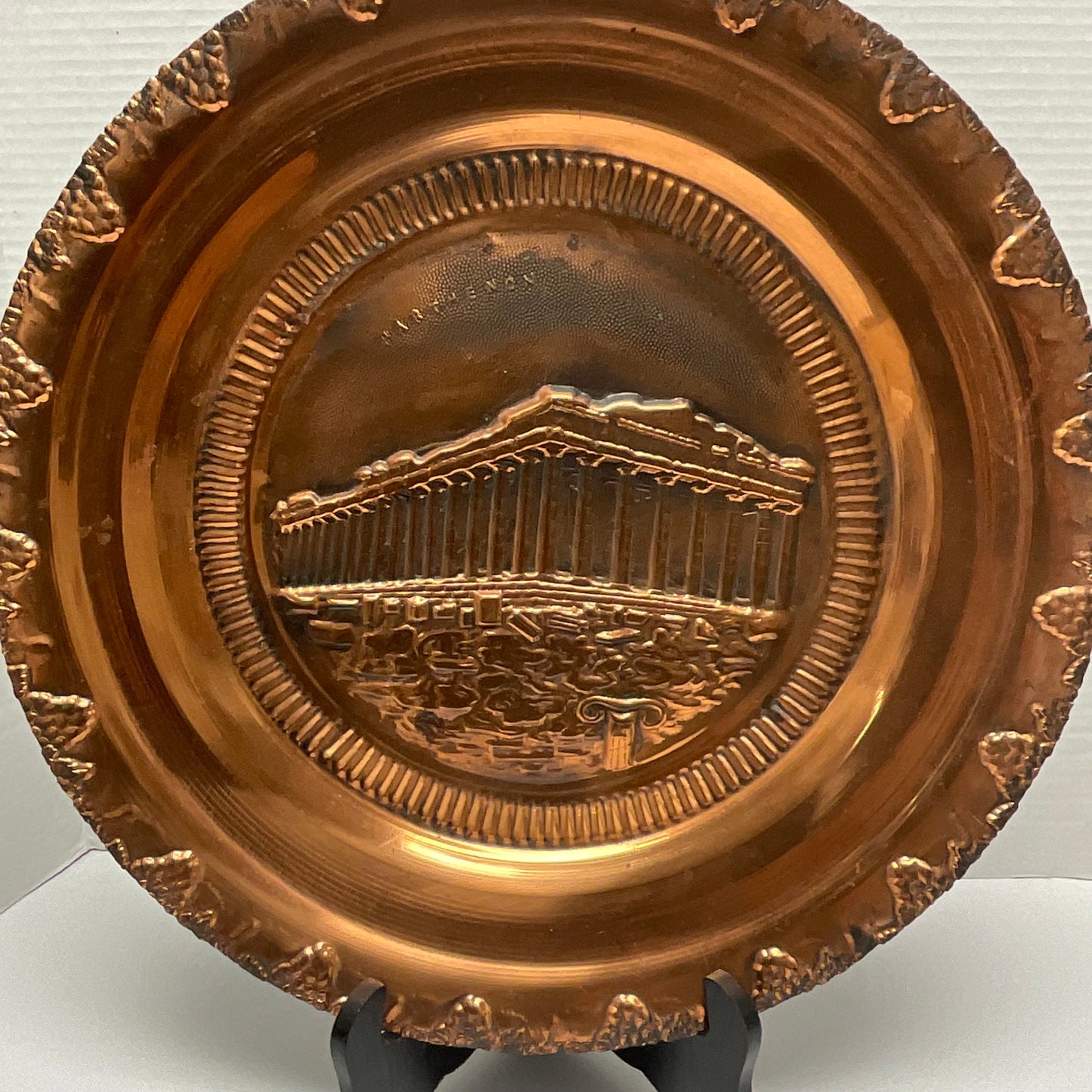 Greek Parthenon Copper PAINTED/Colored Wall Plate Home Decor