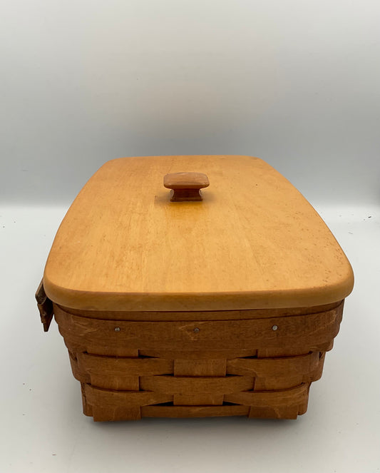 Longaberger Large Wooden Basket with Lid