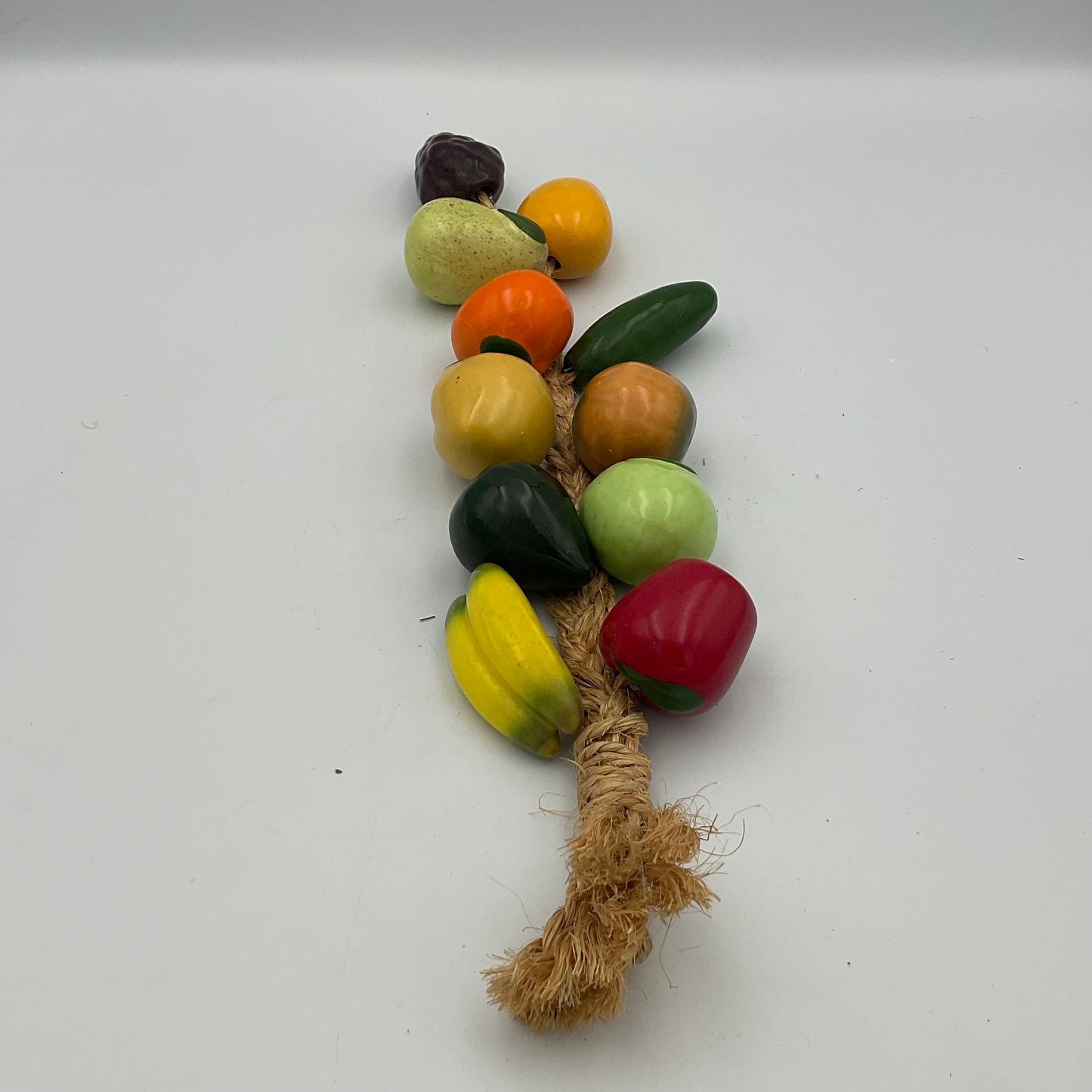 Pair Ceramic Fruit Vegetable on Jute Braid