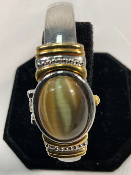 Alex L Tigers Eye Peekaboo Women's Watch Hinged Bracelet Style New Battery