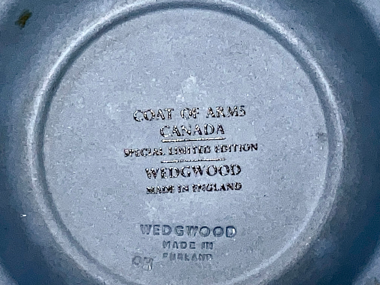 Wedgwood Special Limited Edition Jasper Ware Canadian Coat of Arms Made in England