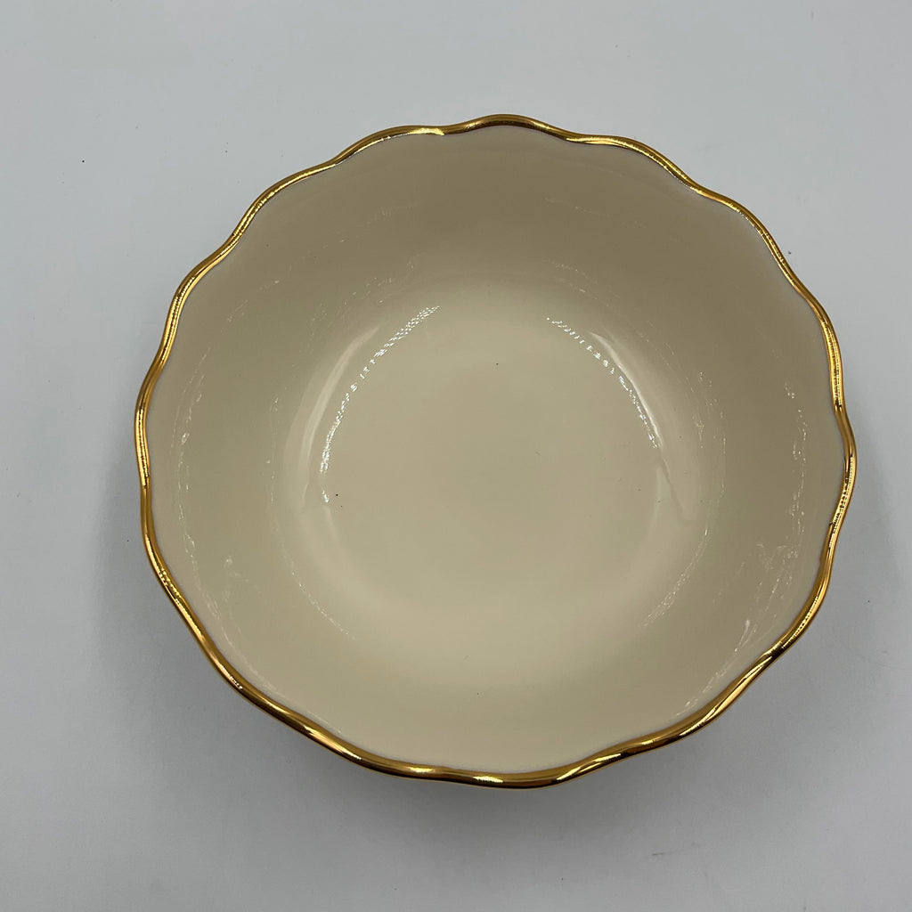 Vintage Lenox Ivory Porcelain Serving Bowl Gold Trim