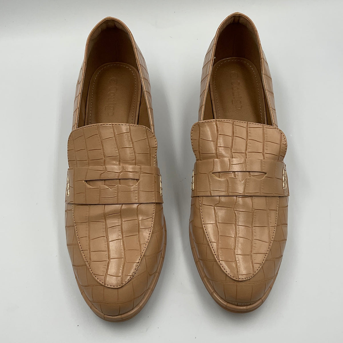 Coutgo Women's Classic Crocodile Print Casual Mid-Heel Stacked Loafers Size 10