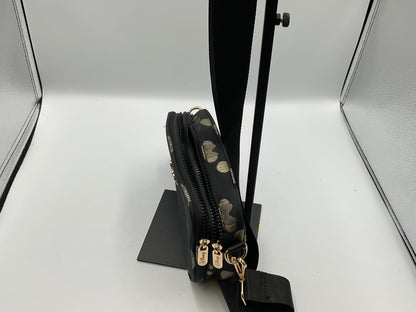 Disney Minnie Mouse Black And Gold Zipper Crossbody Belt Bag