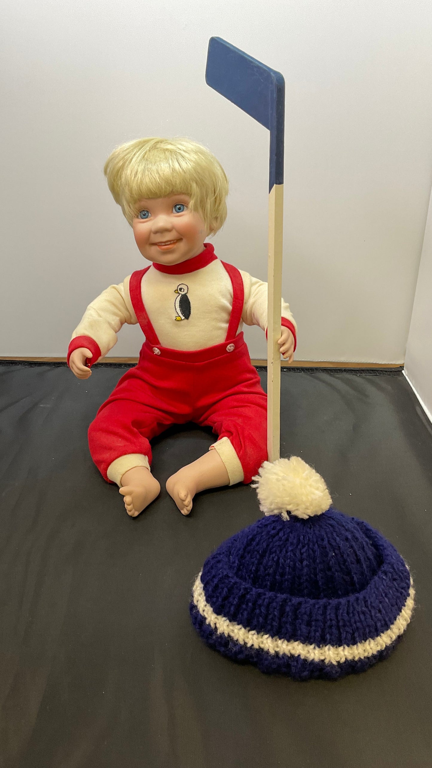 Danbury Mint Mark Porcelain Hockey Player Doll by Elke Hutchins Doll with Original Box