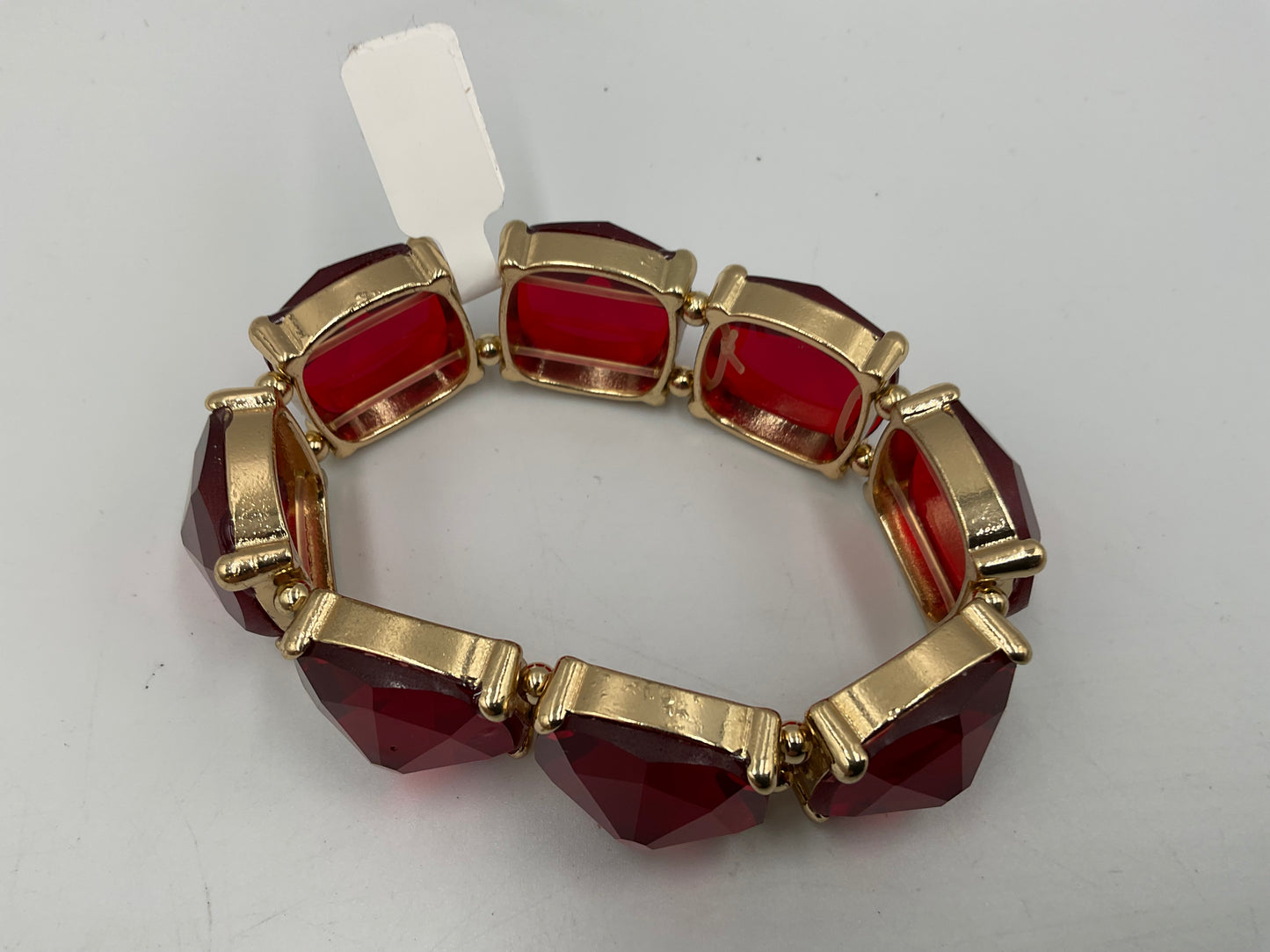 Gold Tone Bracelet with Red stones