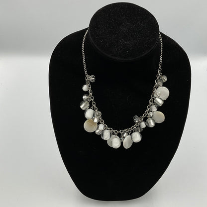 White Stone Beaded Chain Necklace