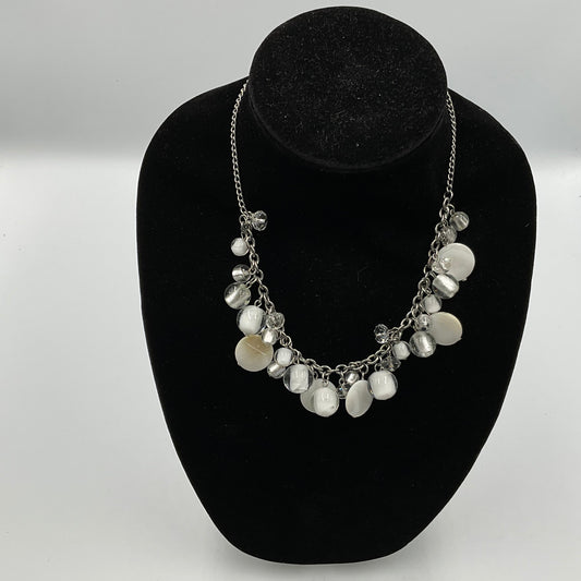 White Stone Beaded Chain Necklace