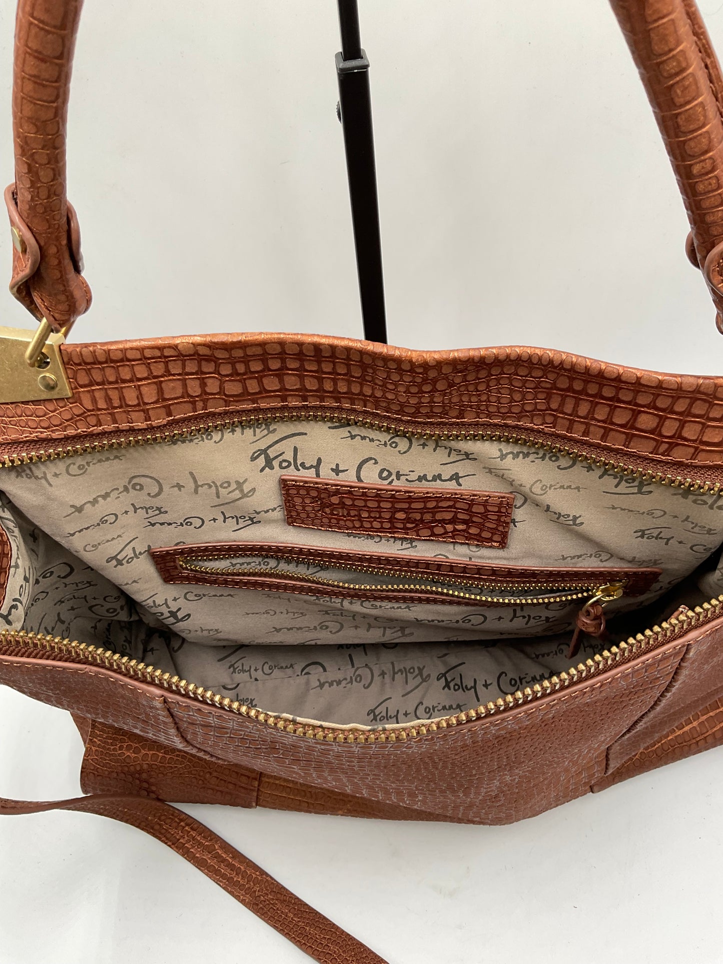 Foley & Corinna Large Brown Tote Handbag Shoulder Bag Purse