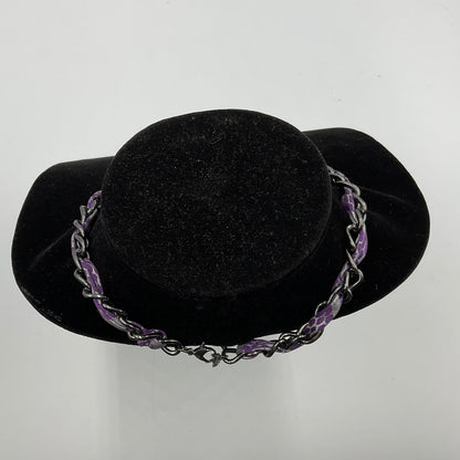 Purple Fabric Threaded Chain Necklace