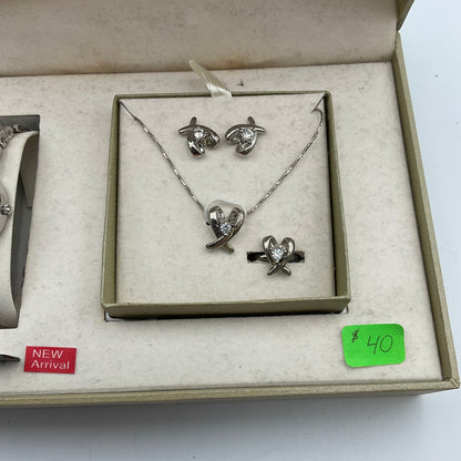 Cote D’ Azur Jewelry Gift Set Watch Necklace Ring and Earrings New in Box