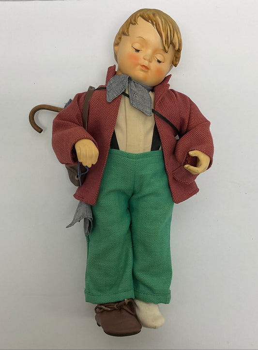 READY-MO SEE ADDED NOTE: Goebel Hummel Umbrella Boy Vintage Collectible Porcelain 13" Doll Made in Germany