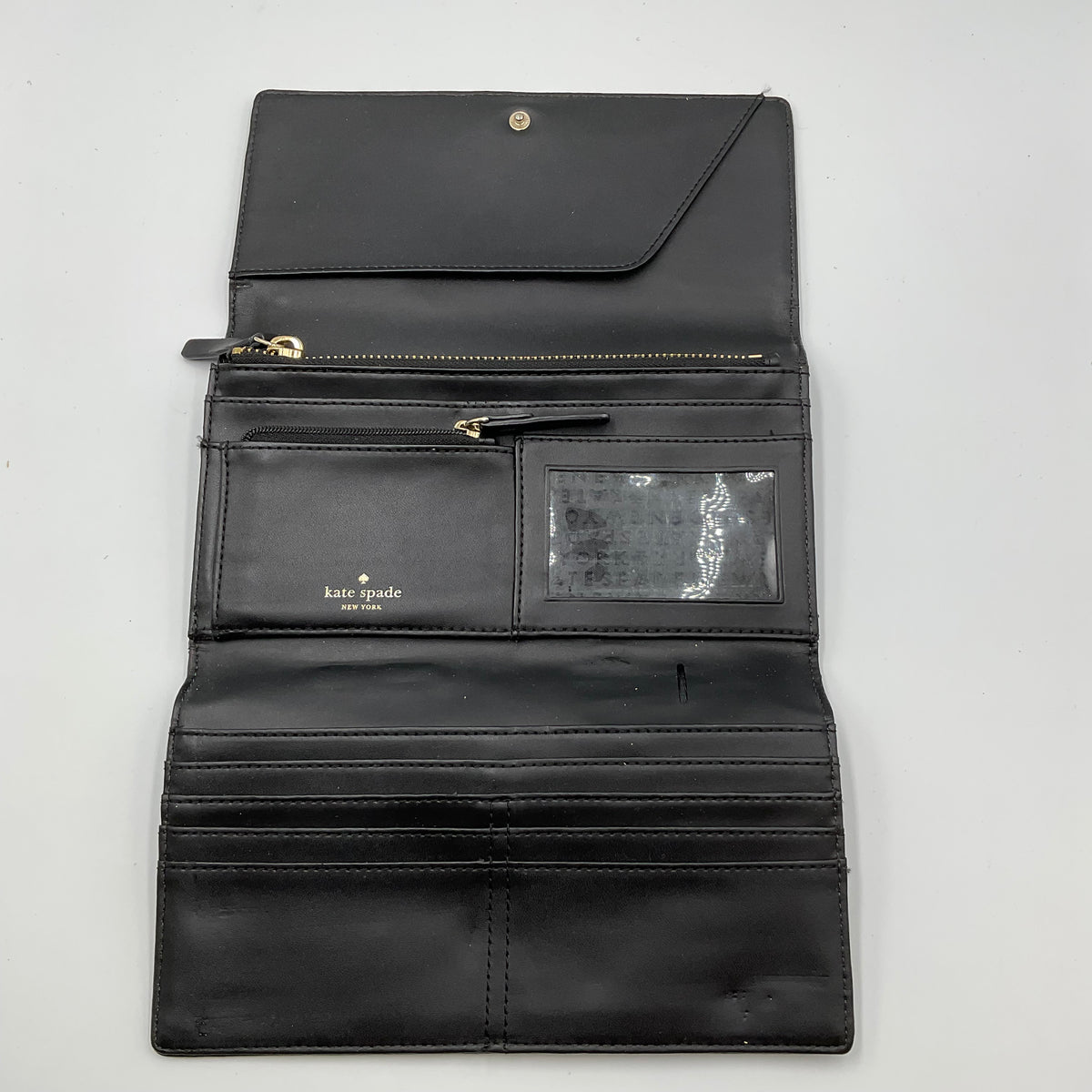 Kate Spade New York Black Lizard Embossed Foldover Clutch Wallet