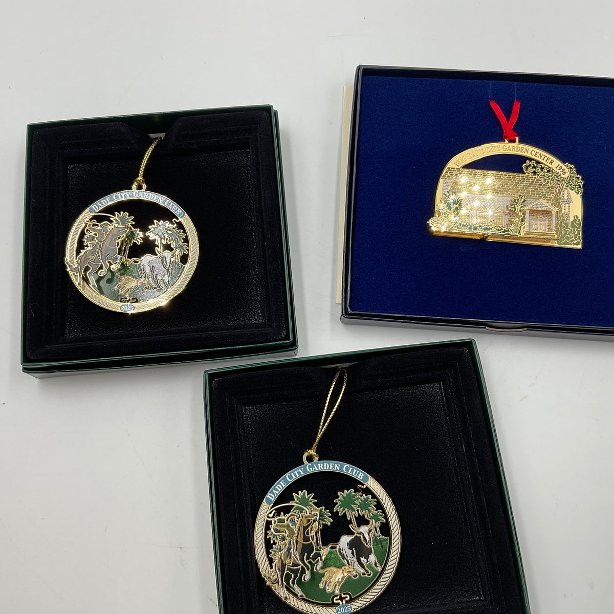 Commemorative Holiday Ornaments Set Of  3 Dade City Garden Center , Two Dade City Garden Club