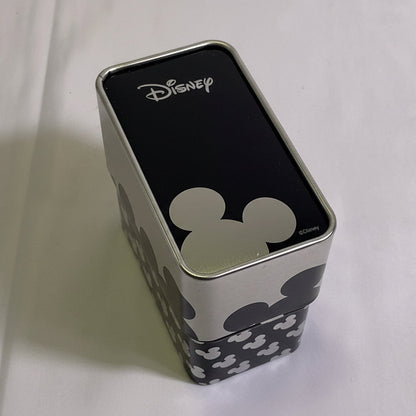 Disney Mickey Mouse Quartz Analog Watch Silvertone Casing Black Band New with Tags in Original Box
