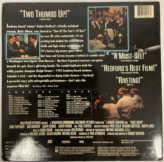 Quiz Show Laser Disc Movie