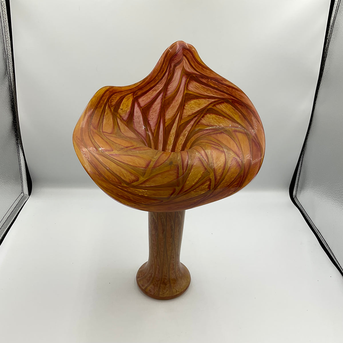 Orange Art Glass Jack-In The Pulpit Vase