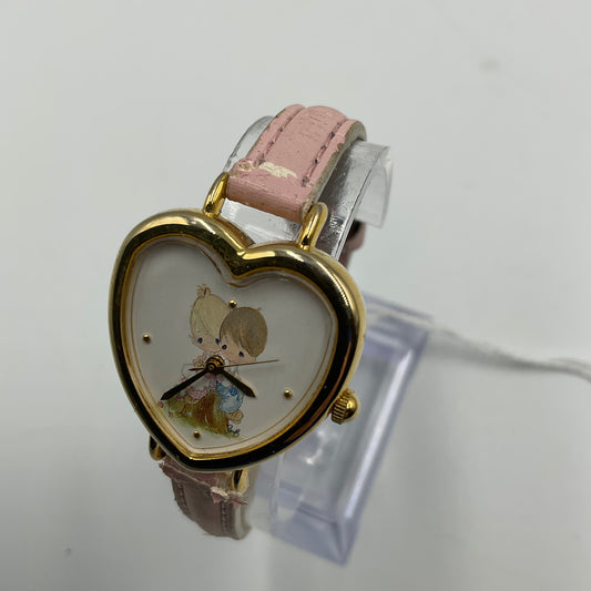Precious Moments Love One Another Vintage 2001 Heart Shaped Goldtone Valdawn Watch