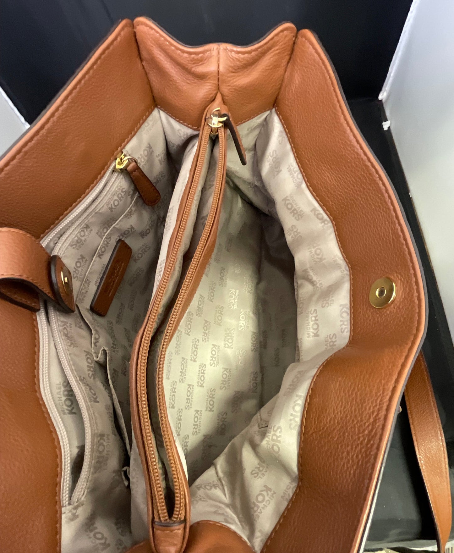 Michael Kors Brown Leather Whipped Hamilton Tote Bag and Wallet