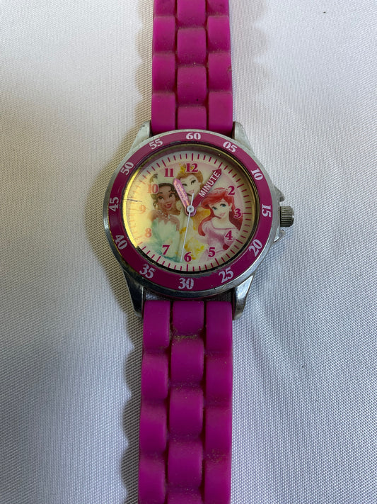 Disney Princesses Time Teacher Watch Pink Silicone Band Working Condition New Battery