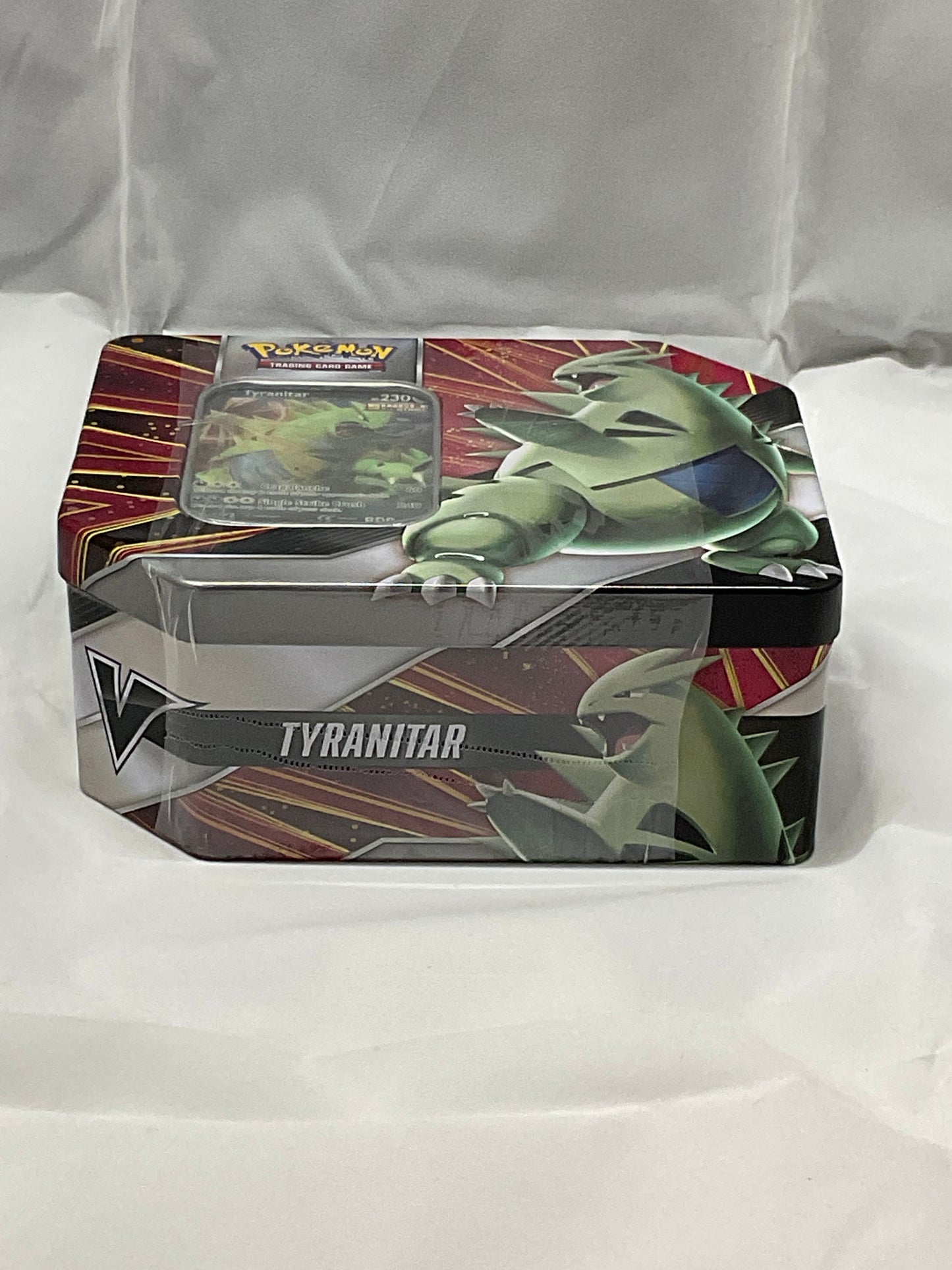 Pokemon Tyranitar V Strikers TCG Tin 5 Booster Packs Rare Foil Trading Card Game New Factory Sealed