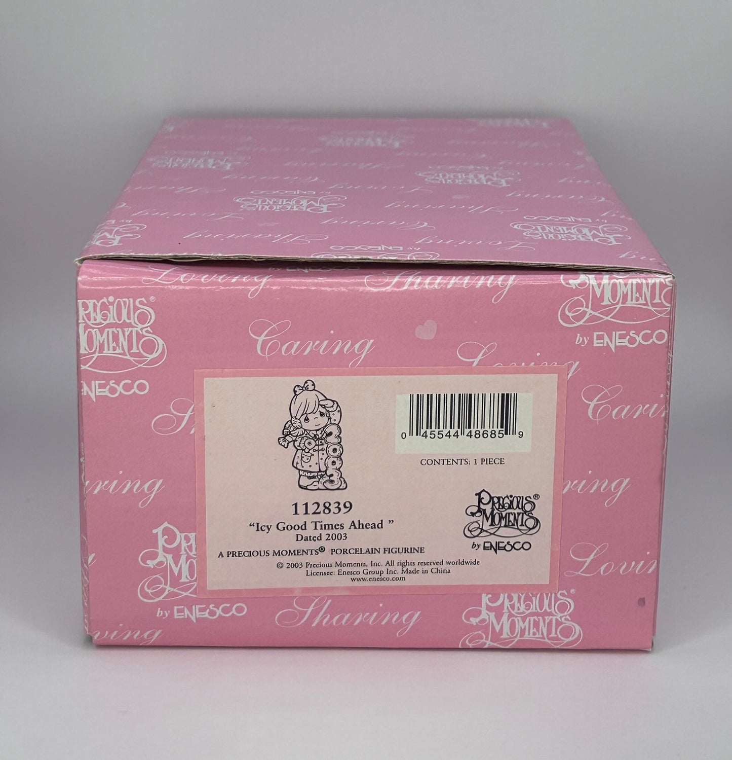 Precious Moments Vintage 2003 Icy Good Times Ahead Hand Painted Porcelain Collectible Figurine Original Box Mint