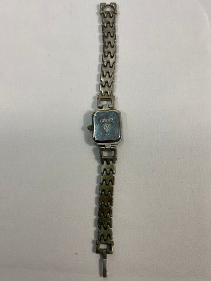 Vintage Gucci Quartz Women's Watch Emblem Stamped Silvertone Working Condition New Battery