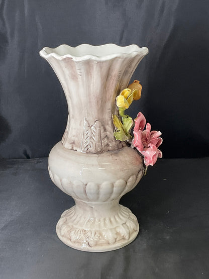 Ready JB Capodimonte Porcelain Floral Designed Flower Vase Vintage