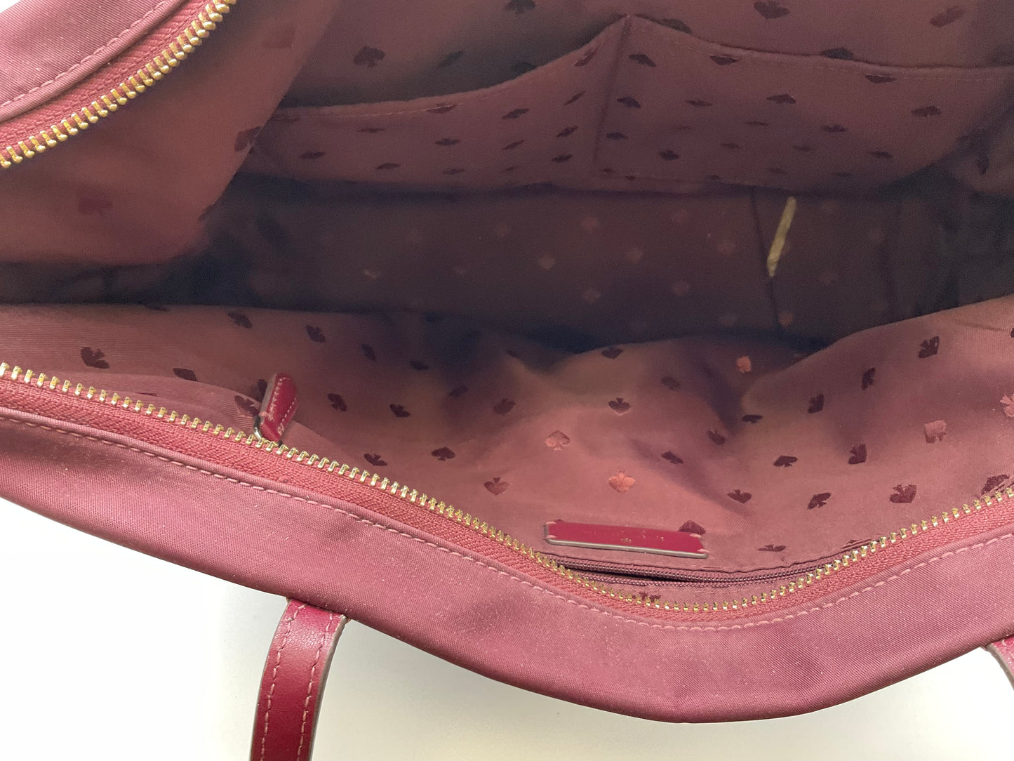 Kate Spade Large Canvas Reddish Burgundy Tote Handbag Purse