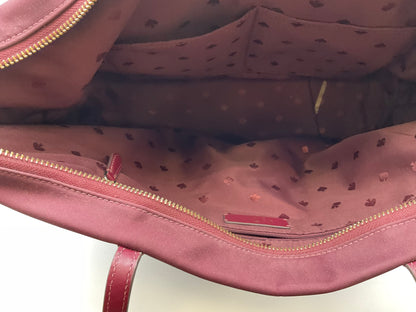 Kate Spade Large Canvas Reddish Burgundy Tote Handbag Purse