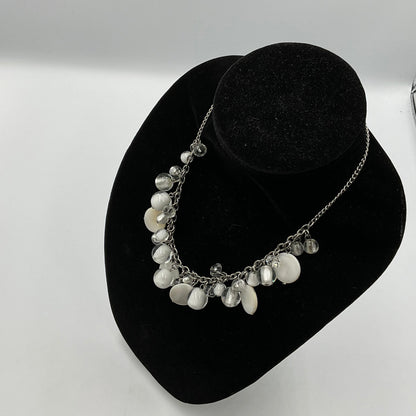 White Stone Beaded Chain Necklace