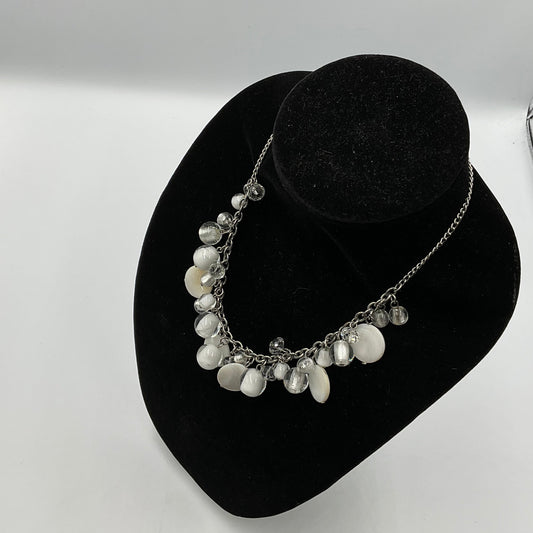White Stone Beaded Chain Necklace