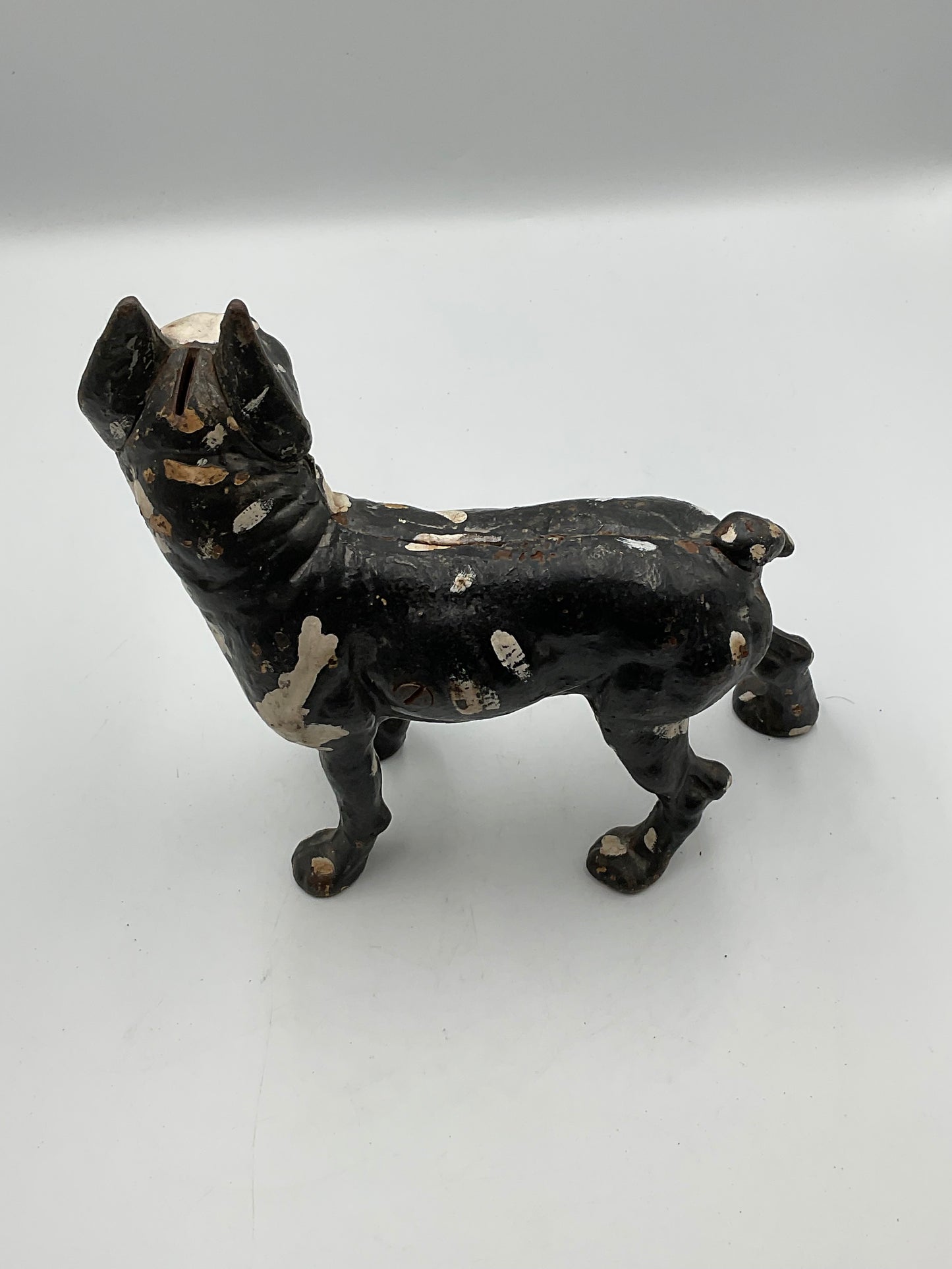 Vintage Hubley Style Cast Iron Boston Terrier Coin Piggy Bank