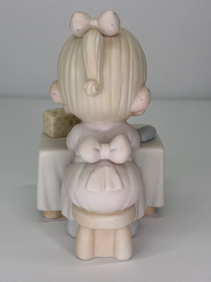 Precious Moments Vintage 1989 Symbol of Membership My Happiness Hand Painted Porcelain Collectible Figurine Original Box