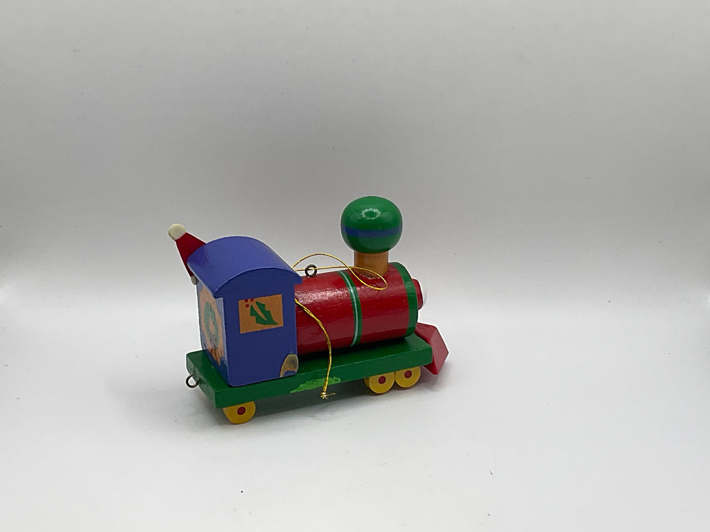 Avon Gift Collection Vintage Wooden Santa Claus Train Engine Christmas Holiday Seasonal Ornament in Original Box