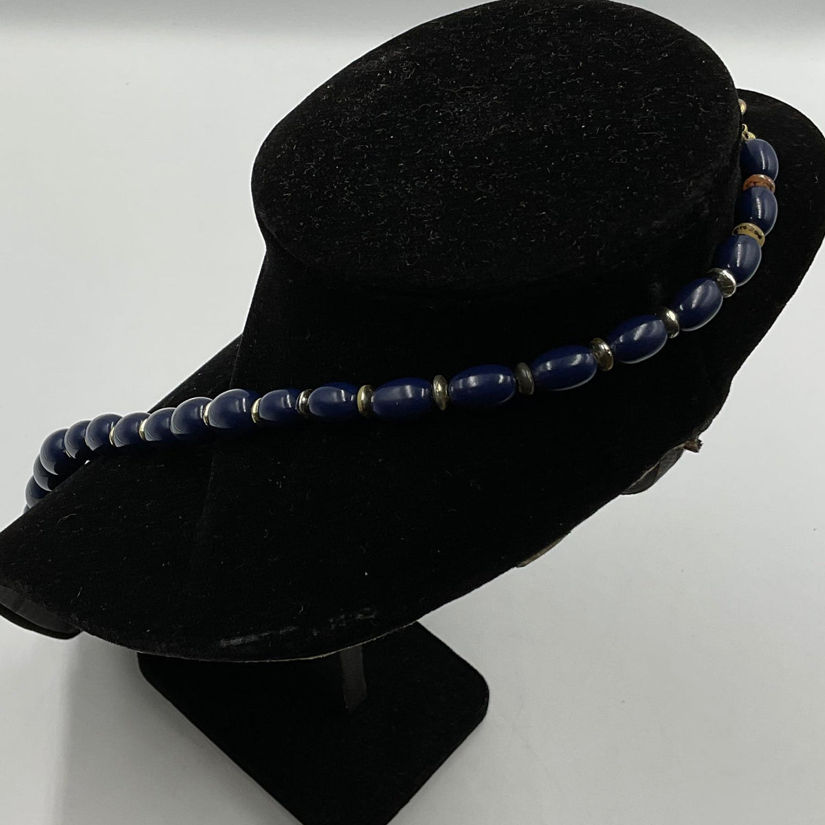 Navy Blue Long Beaded Necklace