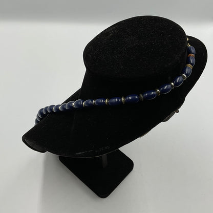 Navy Blue Big Beaded Necklace