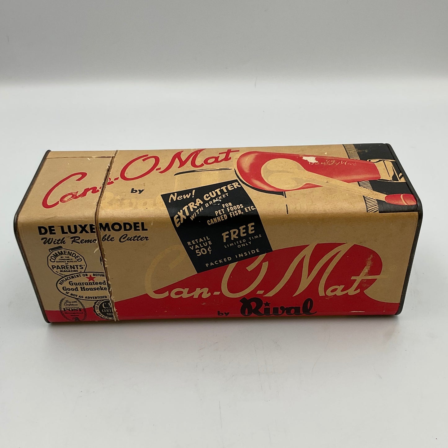 Rival Can-O-Mat Red De Luxe Module Vintage 1950s Can Opener in Original Box
