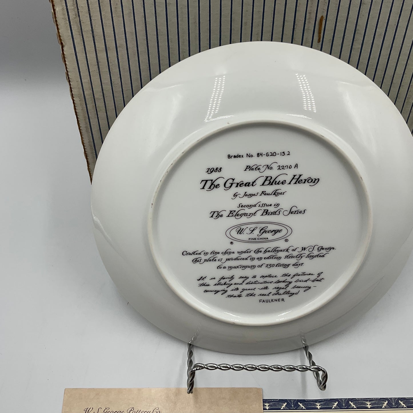 Ready JB W.L.George Fine China The Great Blue Heron By James Faulkner