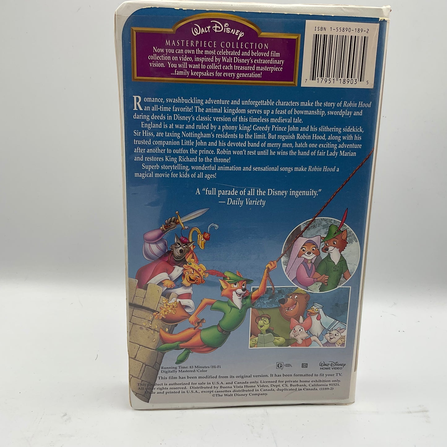 Walt Disney Robin Hood VHS Tape